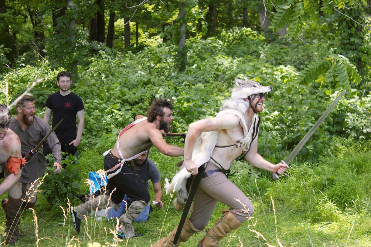 Still from filming of Trifilm Pictures' "Einar" (2015), featuring one of my wolf headdresses