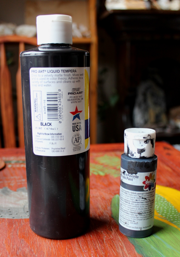 In Pursuit Of Less Plastic Acrylics Vs Tempera Paint The Green Wolf While My Acrylics Are From A Number Of Manufacturers Due To Their Primarily Secondhand Nature I Decided Use The Bottle Black Originally Bought New